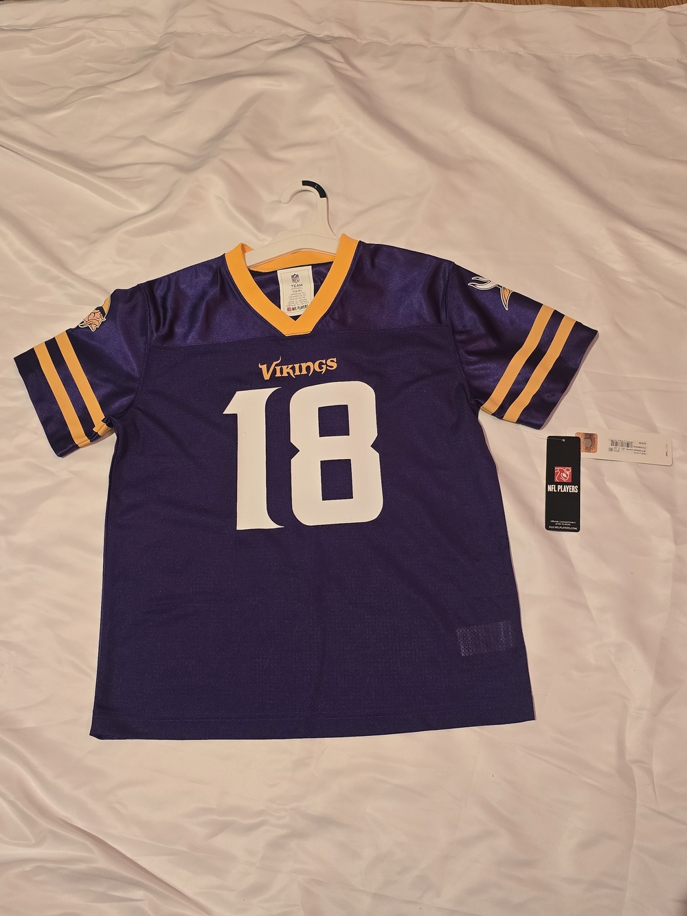 NFL Minnesota Vikings Justin Jefferson Boys Purple Football Jersey Size L 12/14